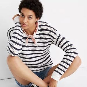 New! MADEWELL Striped Open-Stitch Sweater, XXS